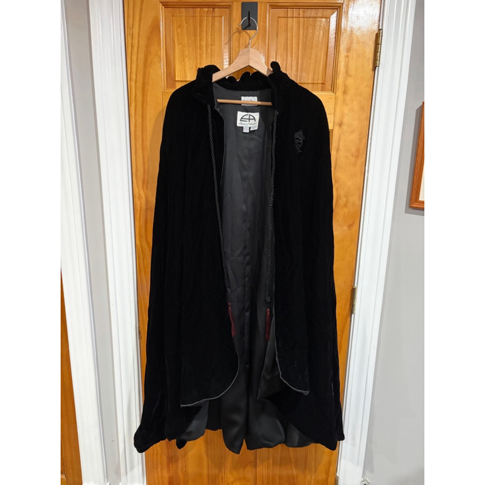 Eugene Alexander Neiman Marcus Black Velvet Duster Jacket Open Robe Cardigan